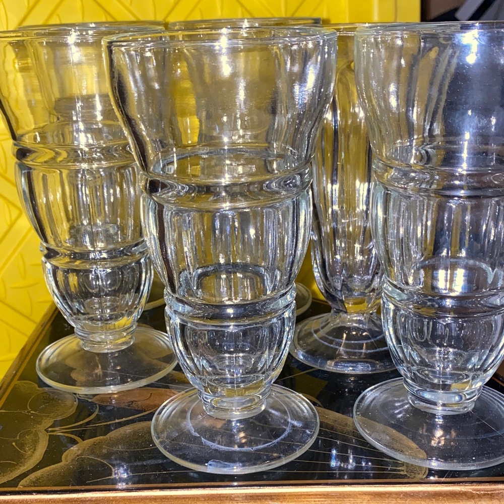 Vintage Large Clear Ice Cream Soda Goblet Set of 6 Box28 - Picture 2 of 6